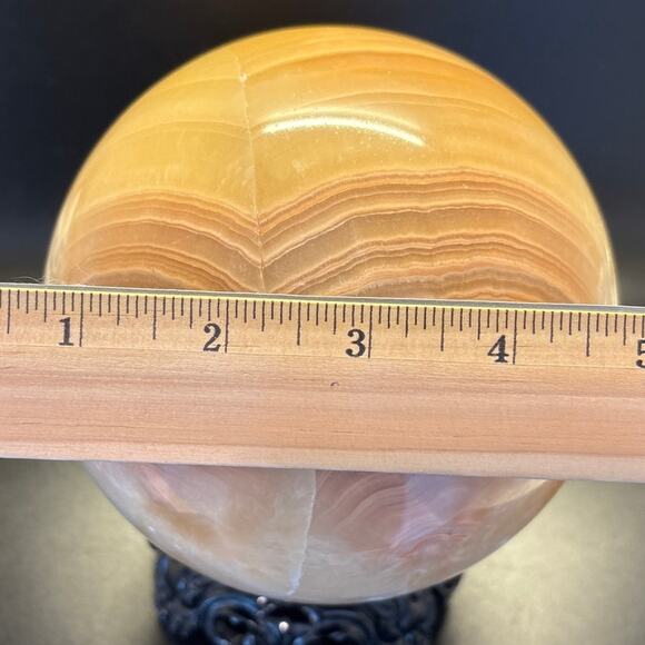 Massive 4" Orange Calcite Sphere – 7+ Pounds of Natural Beauty - Picture 8 of 8